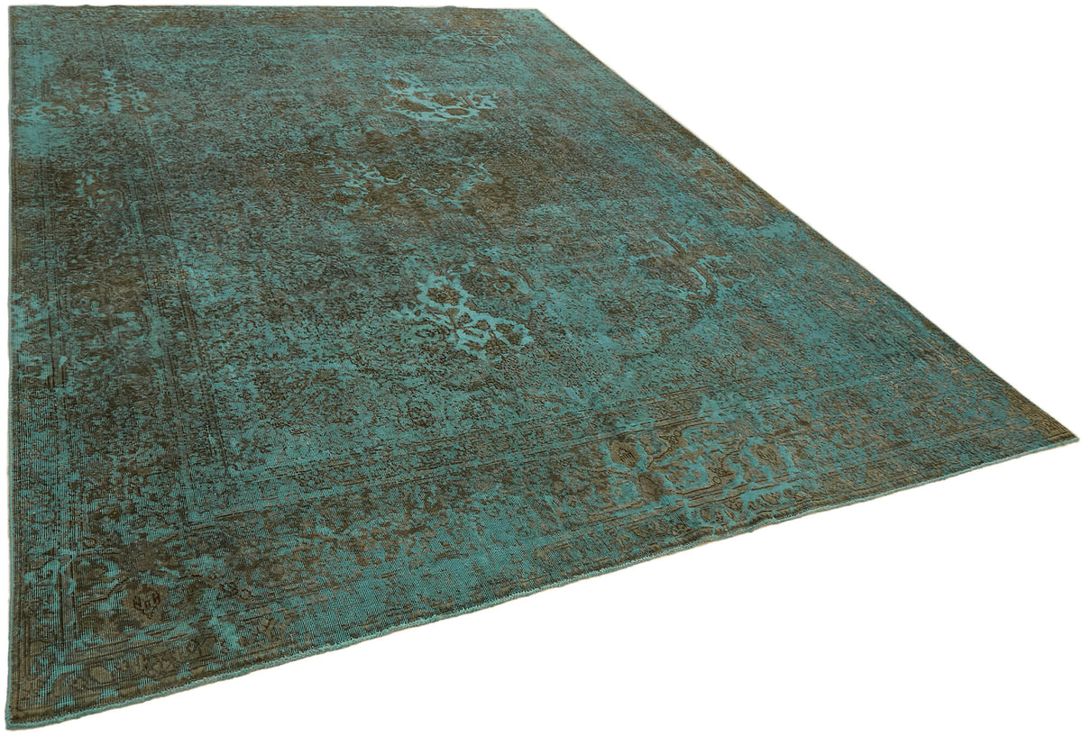 Zelko Klasik Eskitme Desenli Turkuaz El Dokuma Halı 250x332 cm – genel görünüm