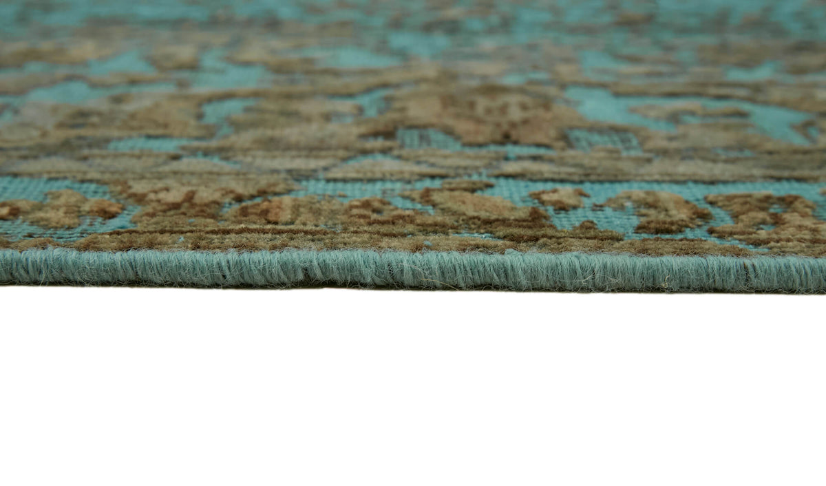 Zelko Klasik Eskitme Desenli Turkuaz El Dokuma Halı 250x332 cm – farklı açı