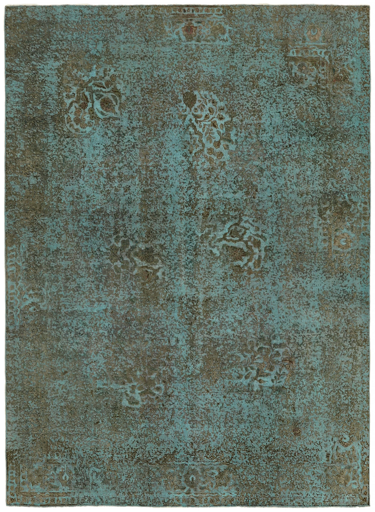 Zelko Overdyed Turkuaz ve Kahverengi Modern Eskitme Halı 245x330 cm