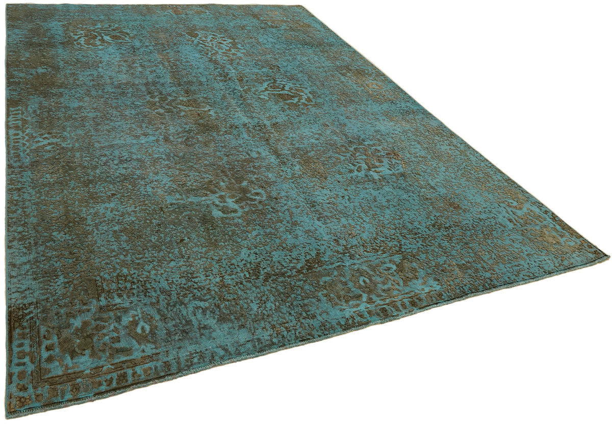 Zelko Overdyed Turkuaz ve Kahverengi Modern Eskitme Halı 245x330 cm – genel görünüm