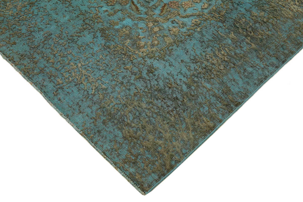Zelko Overdyed Turkuaz ve Kahverengi Modern Eskitme Halı 245x330 cm – detay görünümü