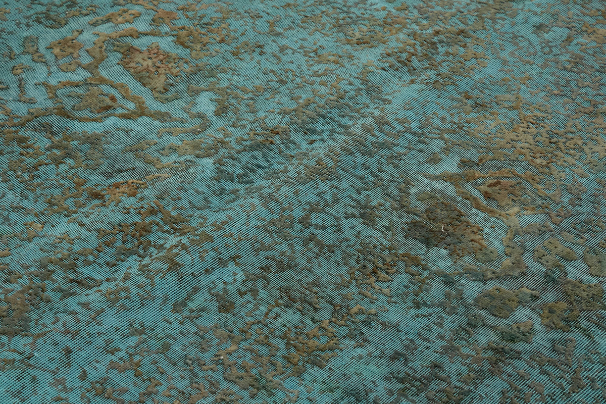 Zelko Overdyed Turkuaz ve Kahverengi Modern Eskitme Halı 245x330 cm – mekânda kullanım