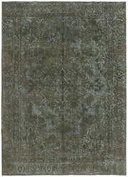 Zelko Çiçek Desenli Kahverengi Gri Eskitme Vintage Halı 257x357 cm