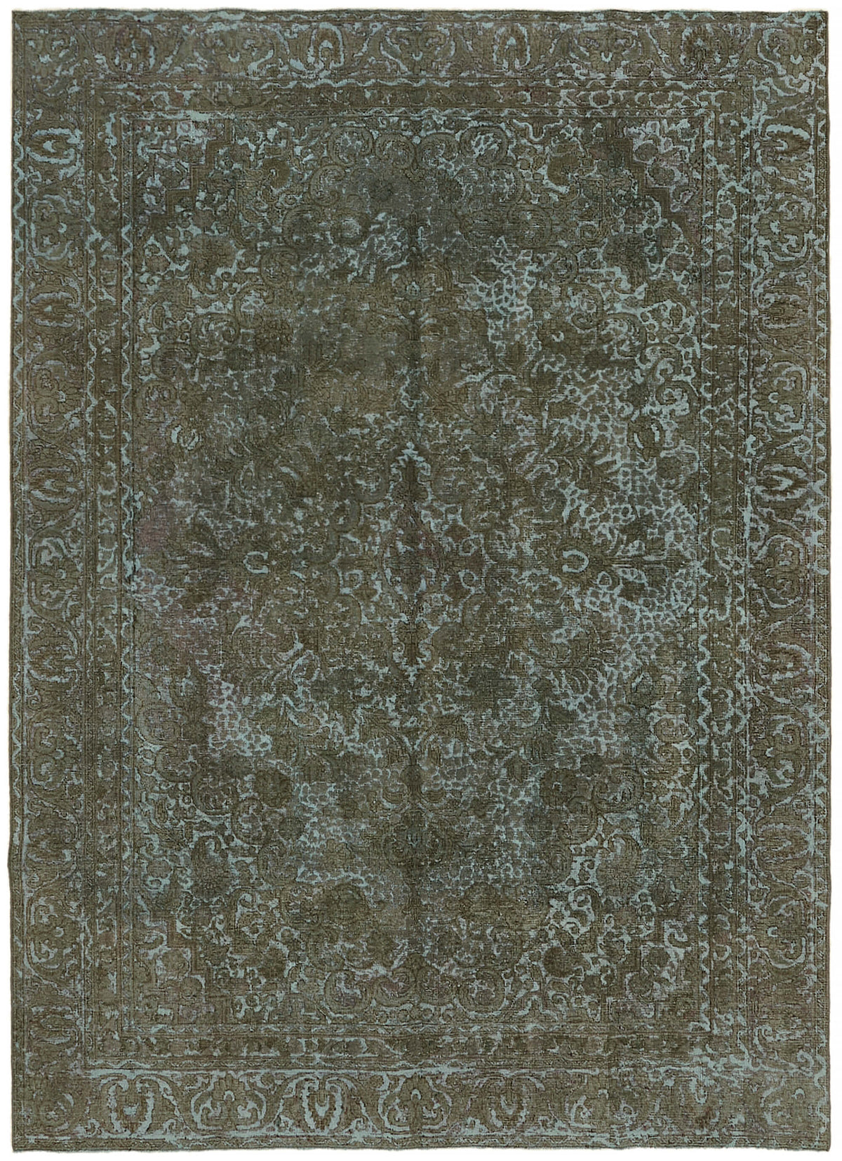 Zelko Çiçek Desenli Kahverengi Gri Eskitme Vintage Halı 257x357 cm