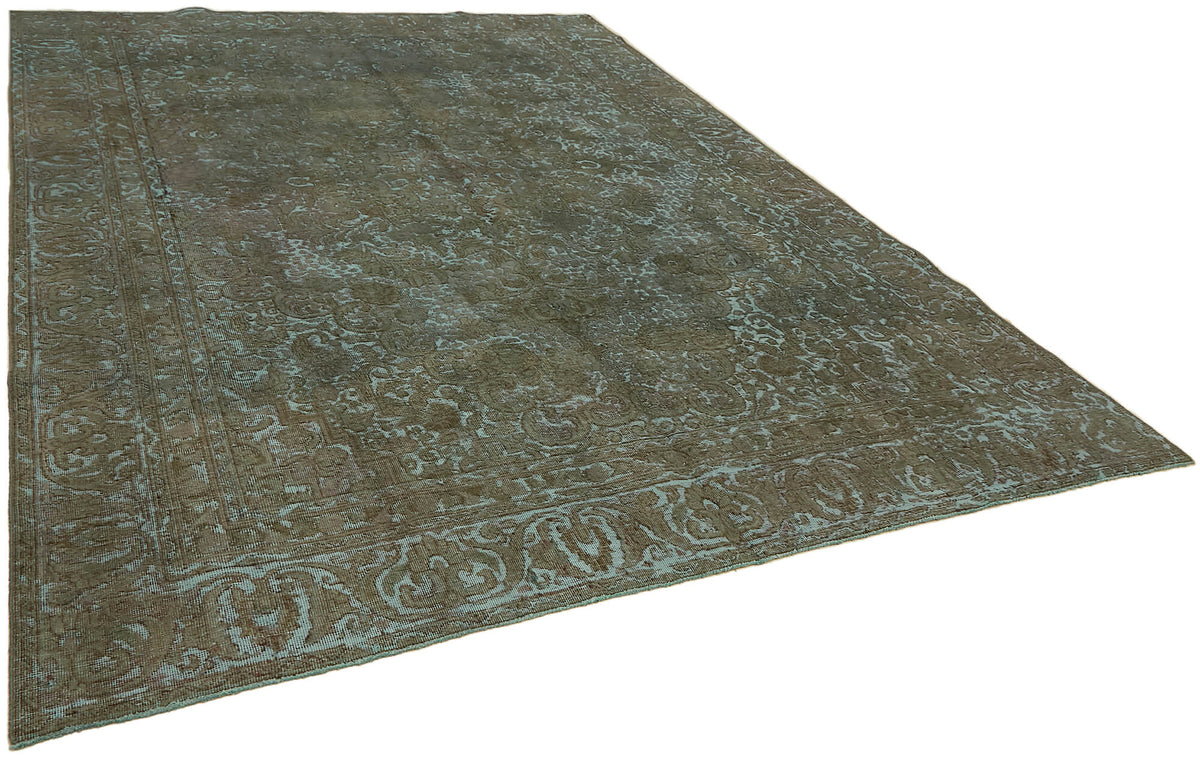 Zelko Çiçek Desenli Kahverengi Gri Eskitme Vintage Halı 257x357 cm – genel görünüm