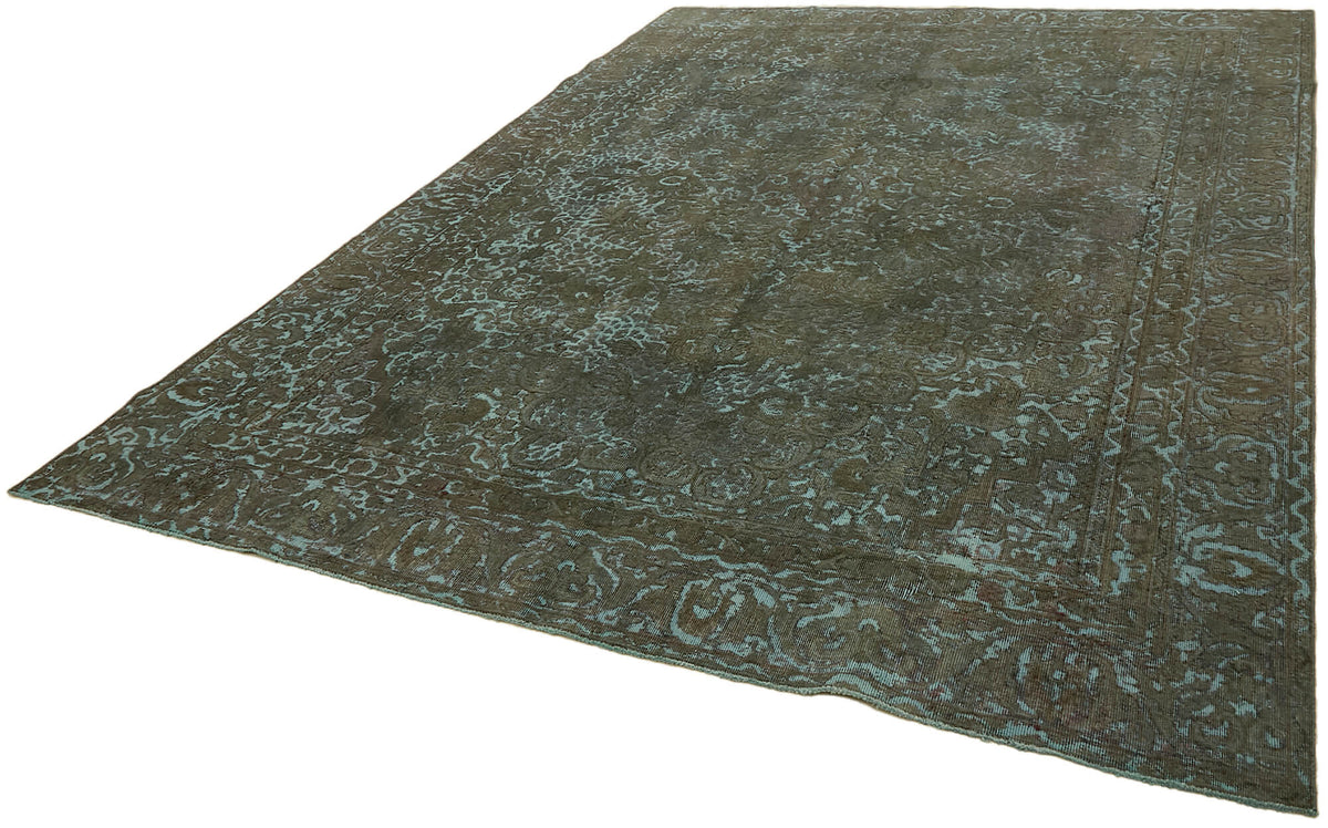 Zelko Çiçek Desenli Kahverengi Gri Eskitme Vintage Halı 257x357 cm – doku yakın çekim