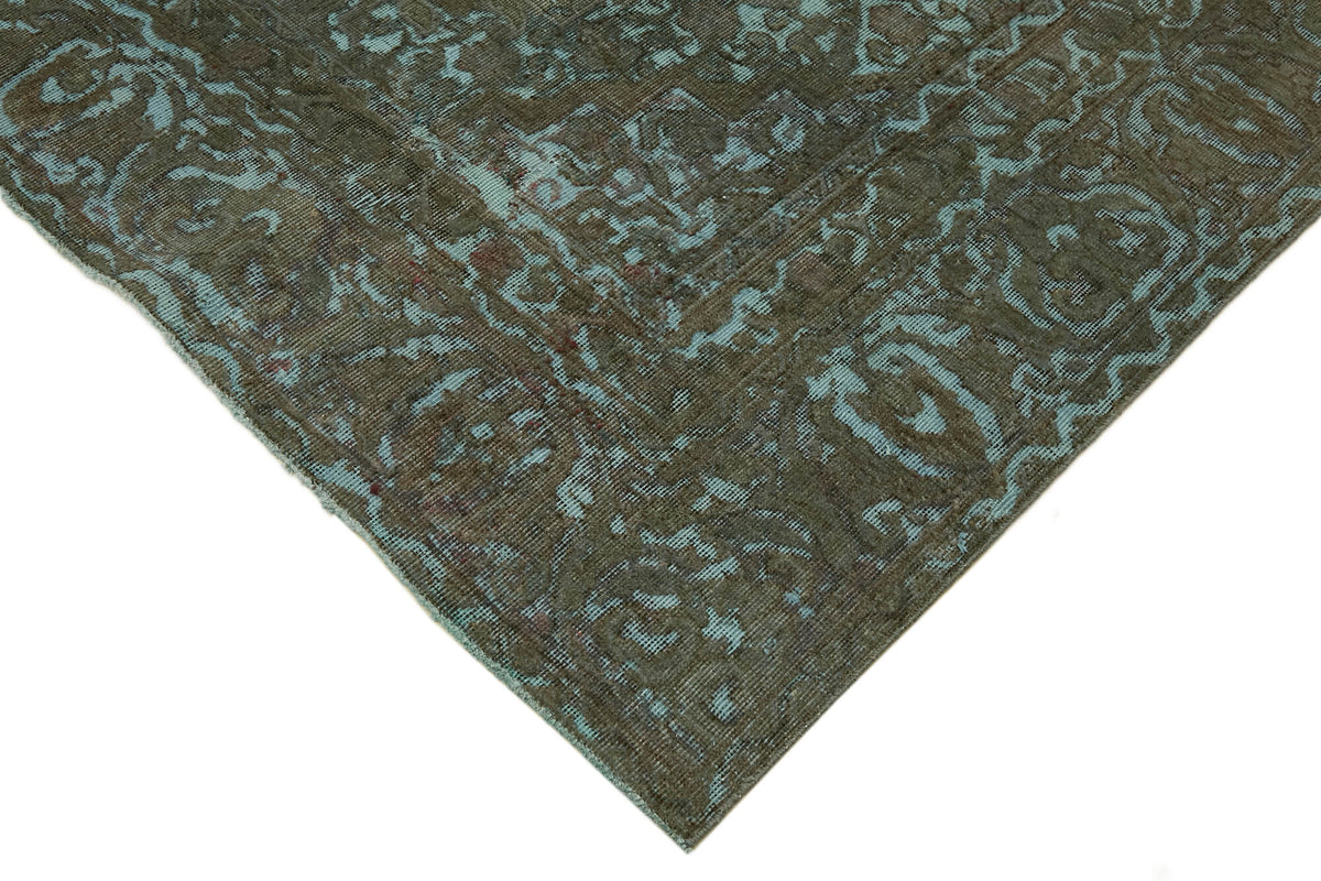 Zelko Çiçek Desenli Kahverengi Gri Eskitme Vintage Halı 257x357 cm – detay görünümü