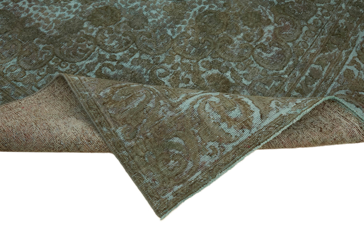 Zelko Çiçek Desenli Kahverengi Gri Eskitme Vintage Halı 257x357 cm – kenar detayı