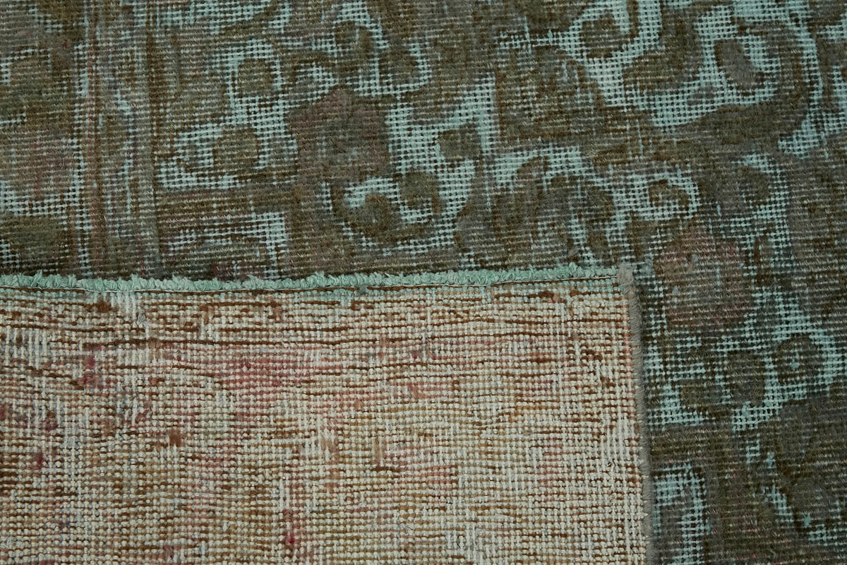 Zelko Çiçek Desenli Kahverengi Gri Eskitme Vintage Halı 257x357 cm – arka yüz görünümü