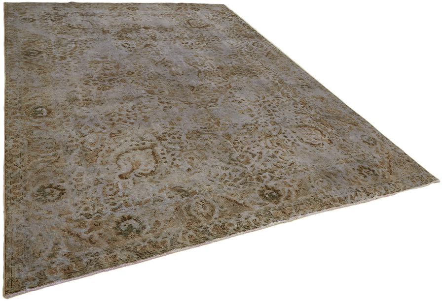 Rusvo Gri Madalyon Desenli Bej Eskitme Yün El Dokuma Halı 250x333 cm – genel görünüm