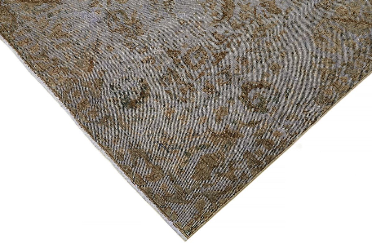 Rusvo Gri Madalyon Desenli Bej Eskitme Yün El Dokuma Halı 250x333 cm – detay görünümü
