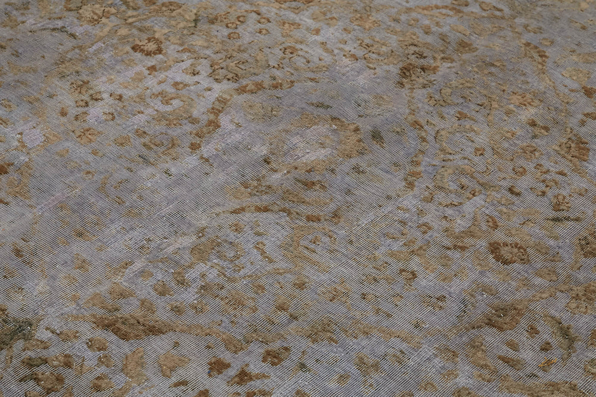Rusvo Gri Madalyon Desenli Bej Eskitme Yün El Dokuma Halı 250x333 cm – mekânda kullanım