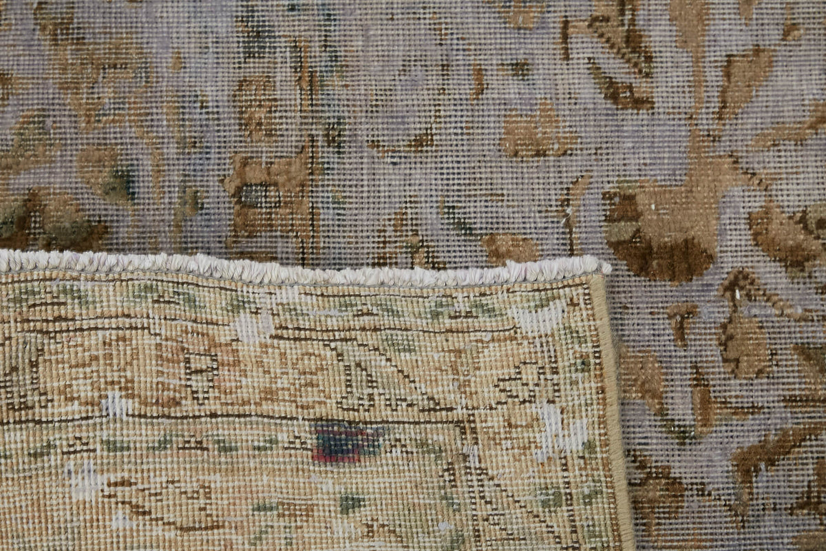 Rusvo Gri Madalyon Desenli Bej Eskitme Yün El Dokuma Halı 250x333 cm – arka yüz görünümü