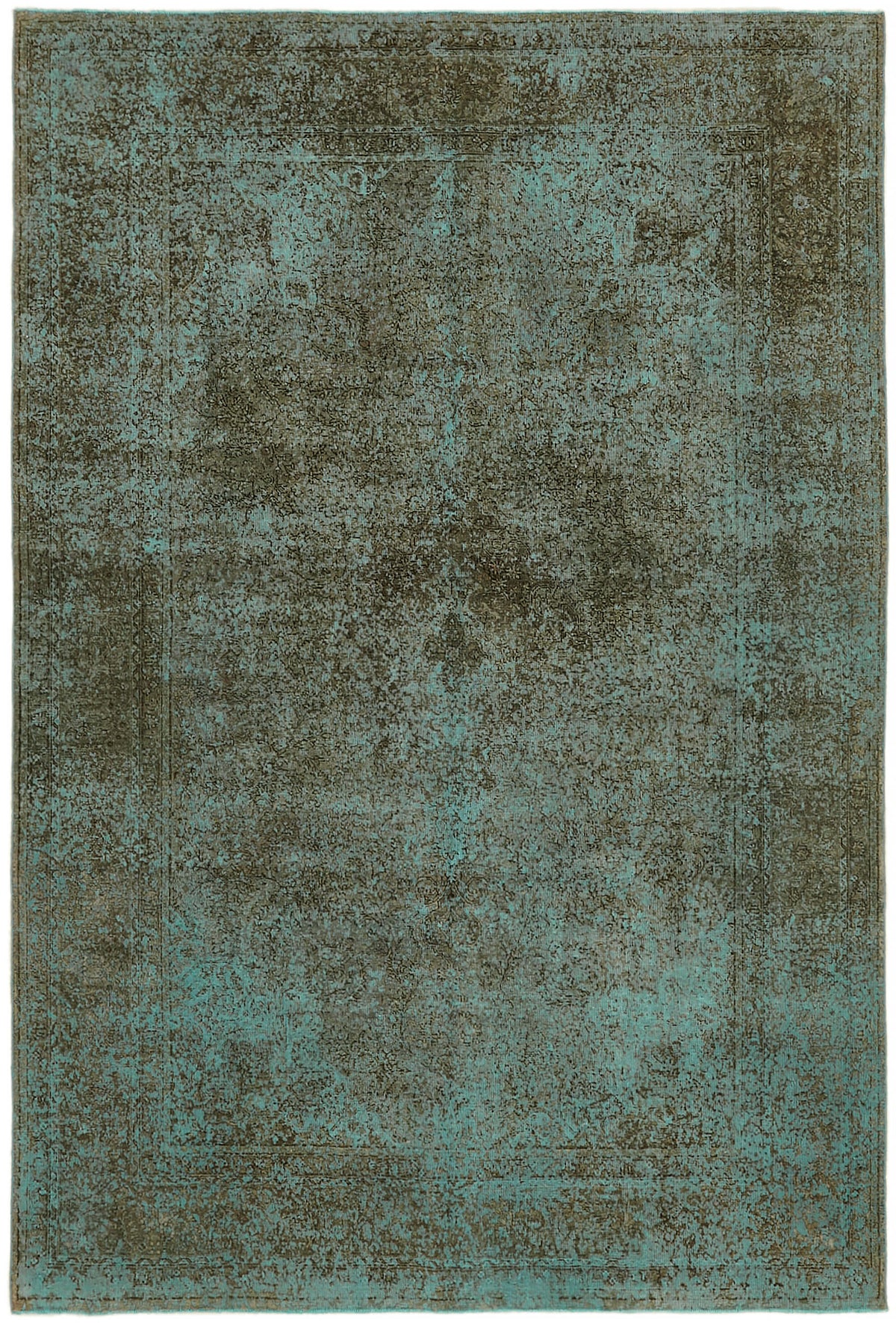 Zelko Turkuaz Kahverengi Modern Soyut Desenli El Dokuma Halı 242x349 cm