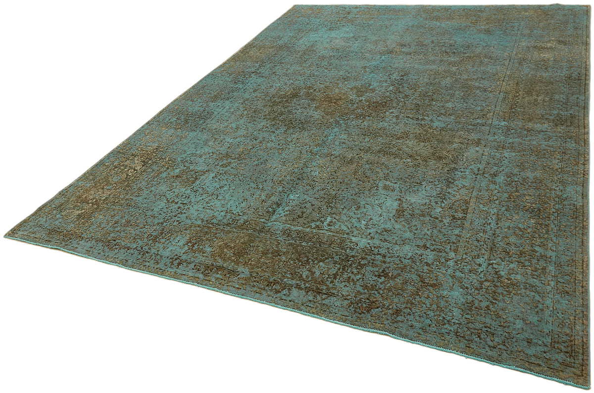 Zelko Turkuaz Kahverengi Modern Soyut Desenli El Dokuma Halı 242x349 cm – doku yakın çekim