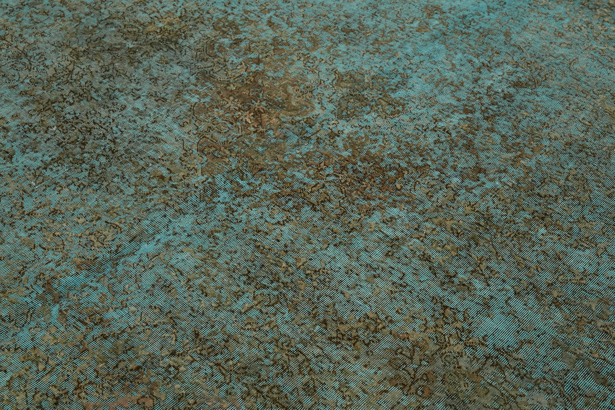 Zelko Turkuaz Kahverengi Modern Soyut Desenli El Dokuma Halı 242x349 cm – mekânda kullanım