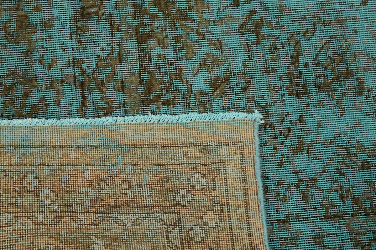 Zelko Turkuaz Kahverengi Modern Soyut Desenli El Dokuma Halı 242x349 cm – arka yüz görünümü