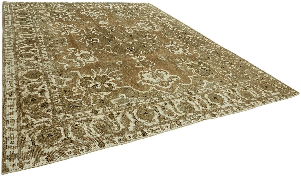 Rusvo Kahverengi Halı 11,6 m2 Vintage El Dokuma Madalyonlu 303x384 cm – genel görünüm
