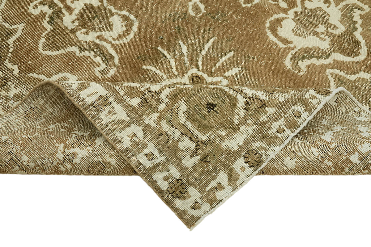 Rusvo Kahverengi Halı 11,6 m2 Vintage El Dokuma Madalyonlu 303x384 cm – kenar detayı