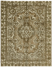 Rusvo Vintage Düz Dokuma Kahverengi Bej El Dokuma Halı 285x355 cm