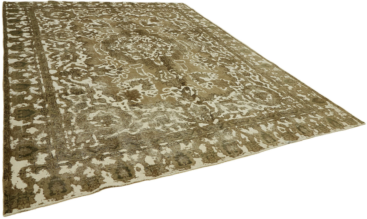 Rusvo Vintage Düz Dokuma Kahverengi Bej El Dokuma Halı 285x355 cm – genel görünüm