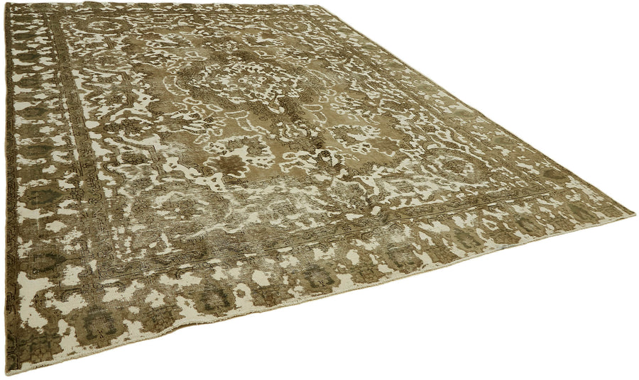 Rusvo Vintage Düz Dokuma Kahverengi Bej El Dokuma Halı 285x355 cm – genel görünüm