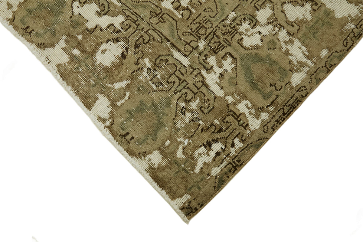 Rusvo Vintage Düz Dokuma Kahverengi Bej El Dokuma Halı 285x355 cm – detay görünümü