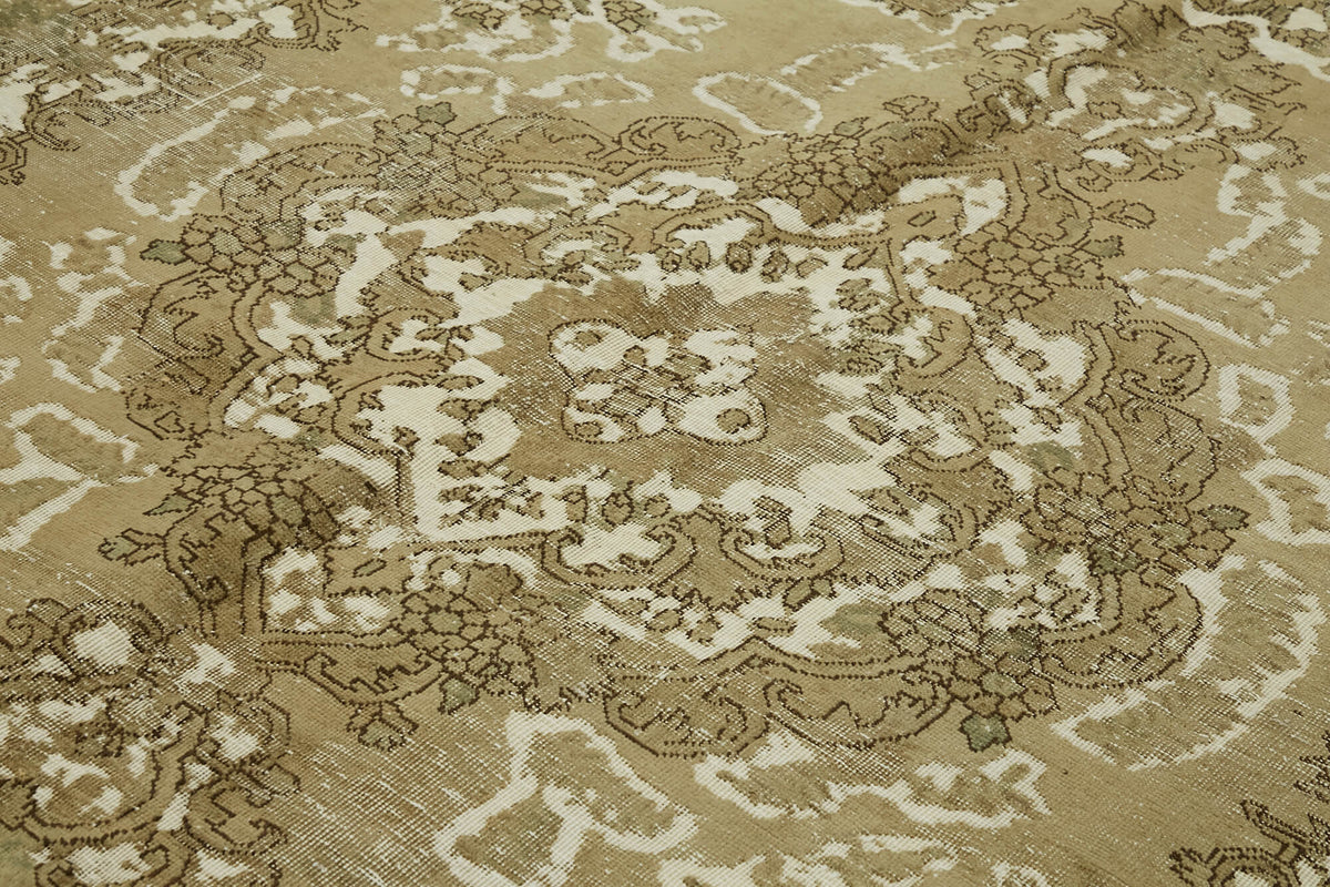 Rusvo Vintage Düz Dokuma Kahverengi Bej El Dokuma Halı 285x355 cm – mekânda kullanım