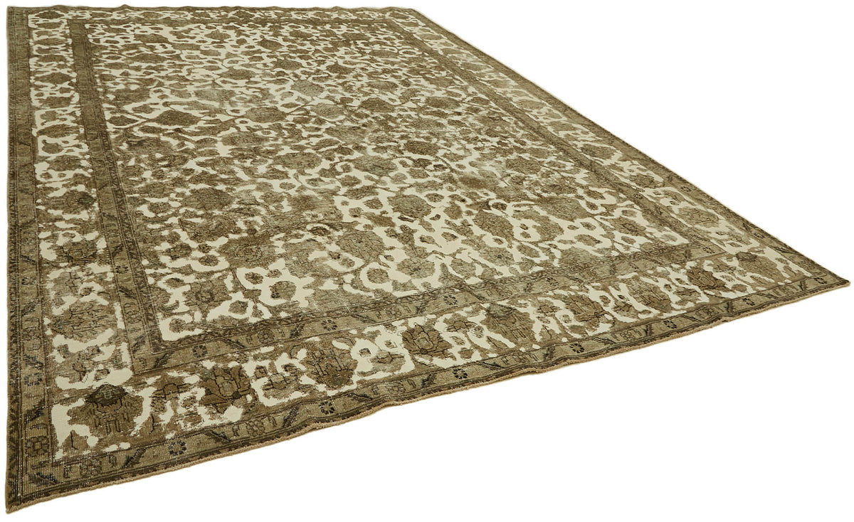 Rusvo Kahverengi Halı 6 m2 El Dokuma Çiçekli Vintage Halı 298x398 cm – genel görünüm