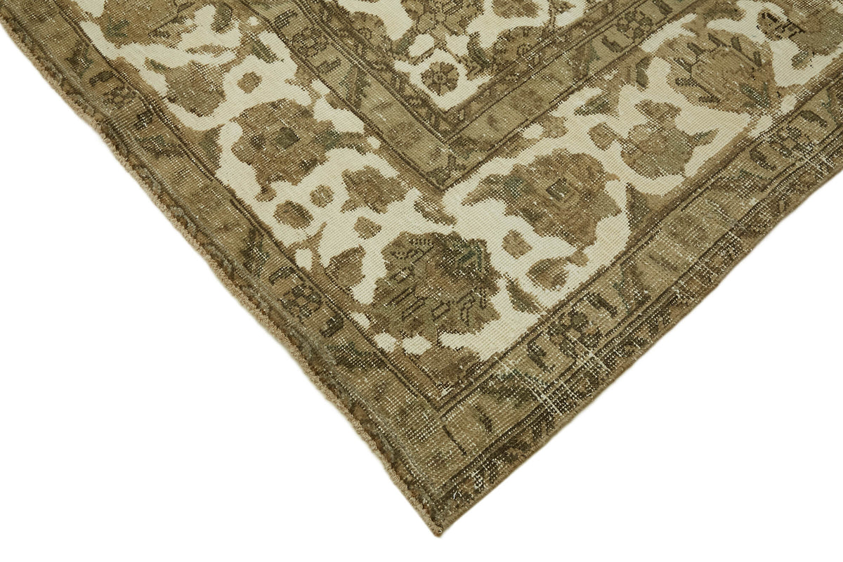 Rusvo Kahverengi Halı 6 m2 El Dokuma Çiçekli Vintage Halı 298x398 cm – detay görünümü