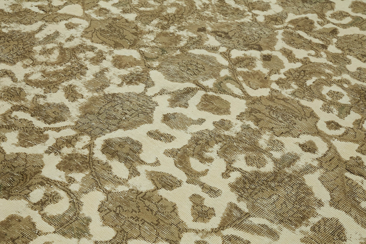 Rusvo Kahverengi Halı 6 m2 El Dokuma Çiçekli Vintage Halı 298x398 cm – mekânda kullanım