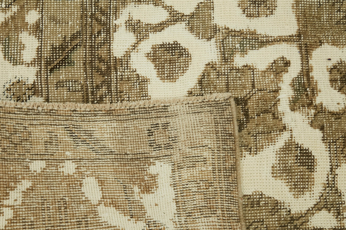 Rusvo Kahverengi Halı 6 m2 El Dokuma Çiçekli Vintage Halı 298x398 cm – arka yüz görünümü