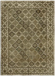 Rusvo Geometrik Desenli Kahverengi Bej Vintage El Dokuma Halı 300x398 cm