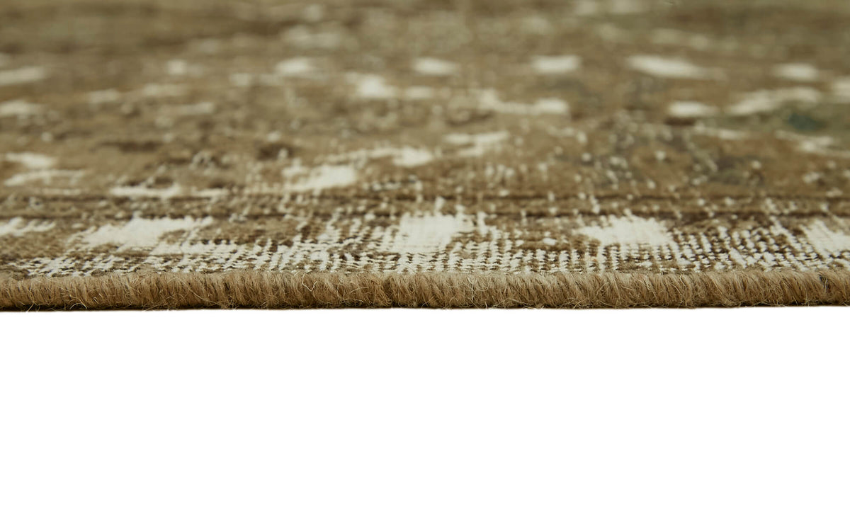 Rusvo Geometrik Desenli Kahverengi Bej Vintage El Dokuma Halı 300x398 cm – farklı açı