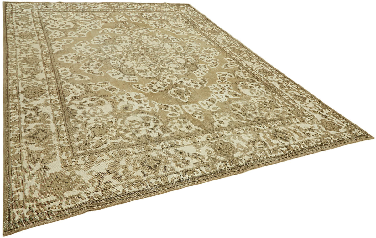 Rusvo Vintage Bej Kahve Madalyon Desenli El Dokuma Halı 286x374 cm – genel görünüm