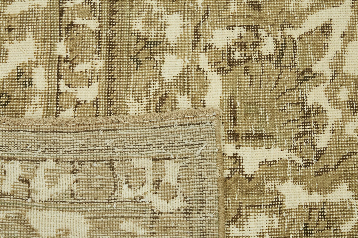 Rusvo Vintage Bej Kahve Madalyon Desenli El Dokuma Halı 286x374 cm – arka yüz görünümü