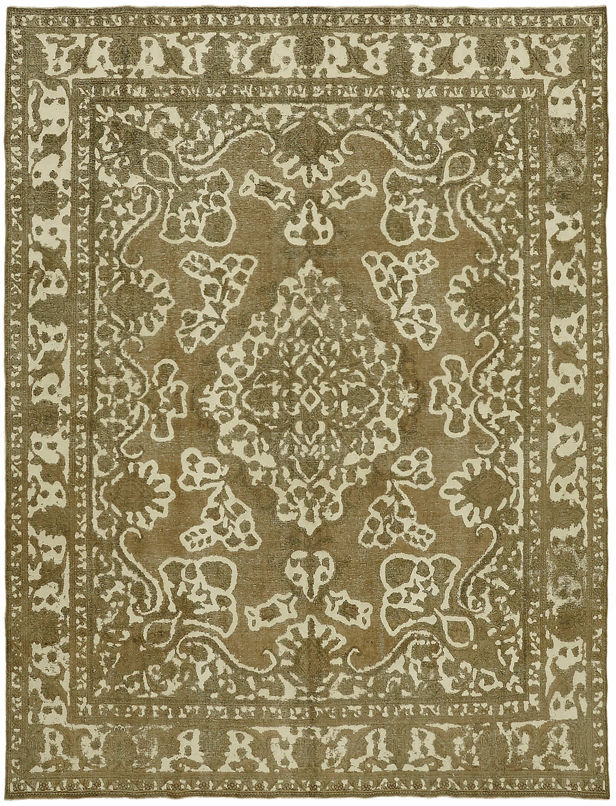 Rusvo Vintage Kahverengi Bej Madalyon Desenli El Dokuma Halı 283x366 cm