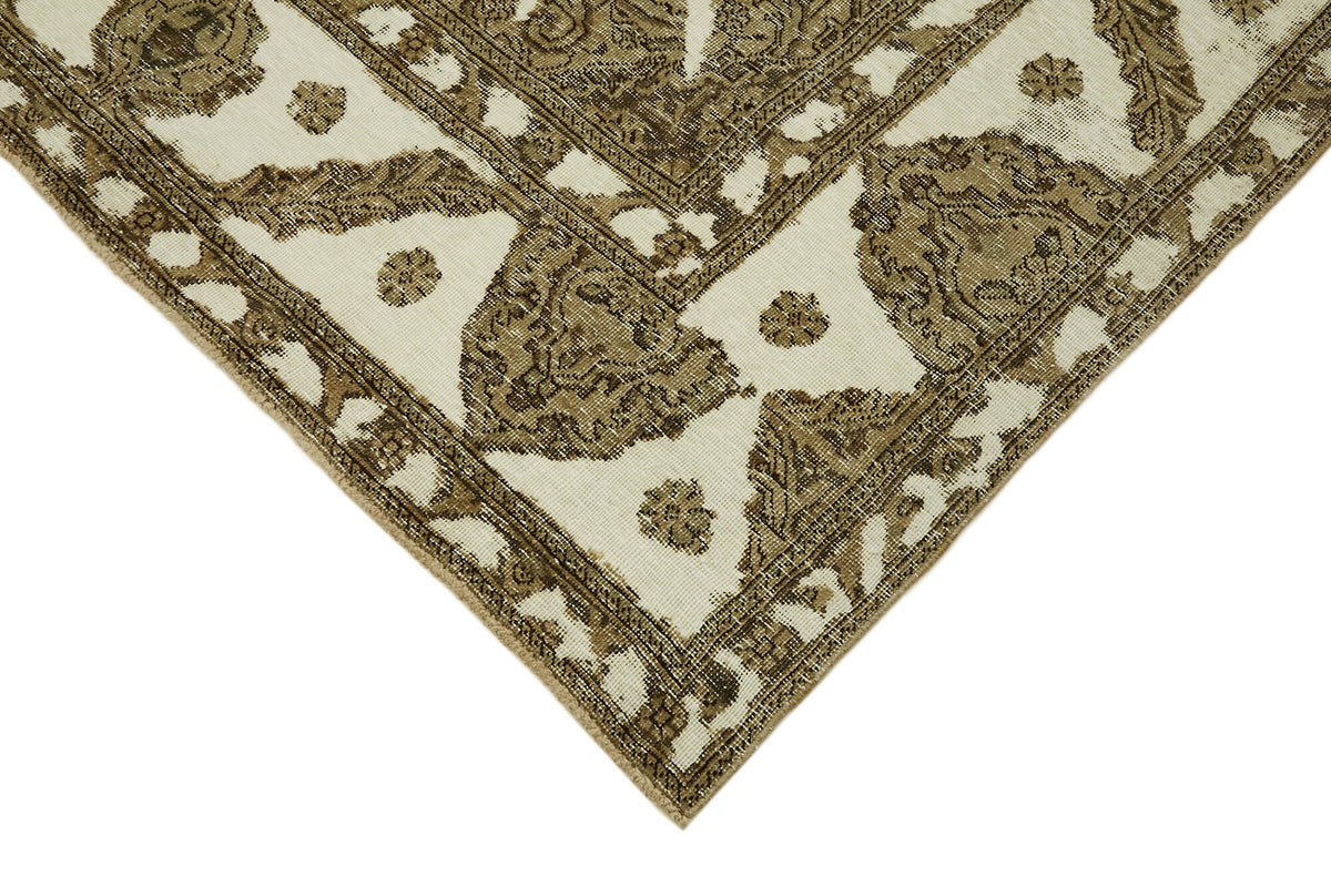 Rusvo Düz Krem Halı Geometrik Desenli Kahverengi Vintage 283x388 cm – detay görünümü