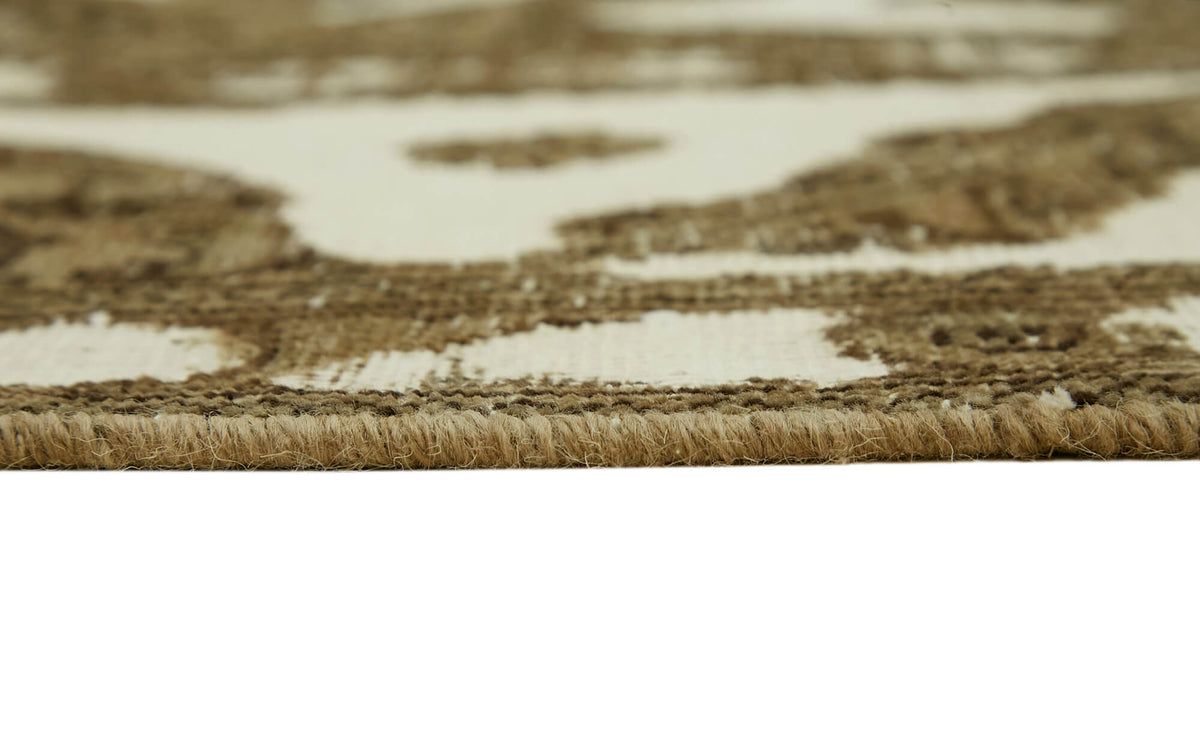 Rusvo Düz Krem Halı Geometrik Desenli Kahverengi Vintage 283x388 cm – farklı açı
