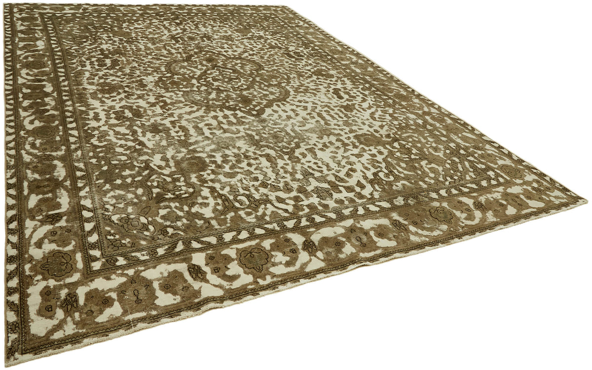 Rusvo Bej ve Kahverengi Madalyon Desenli Yün Vintage Halı 292x380 cm – genel görünüm