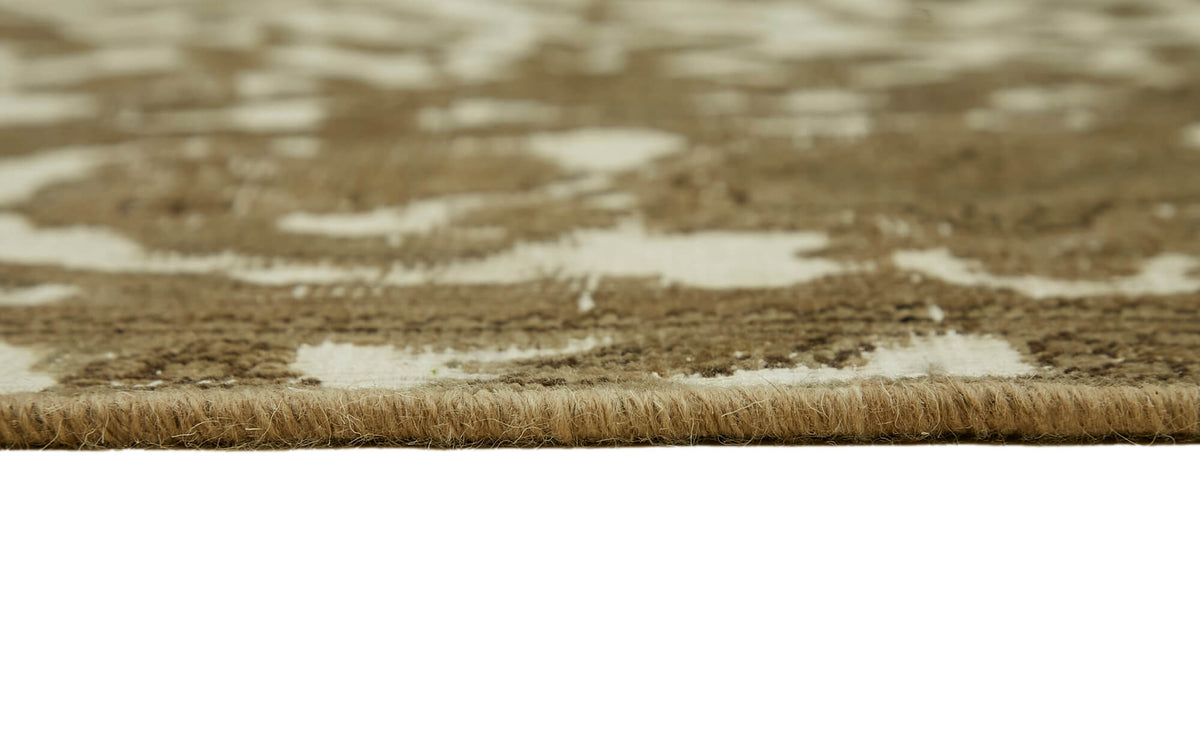 Rusvo Bej ve Kahverengi Madalyon Desenli Yün Vintage Halı 292x380 cm – farklı açı