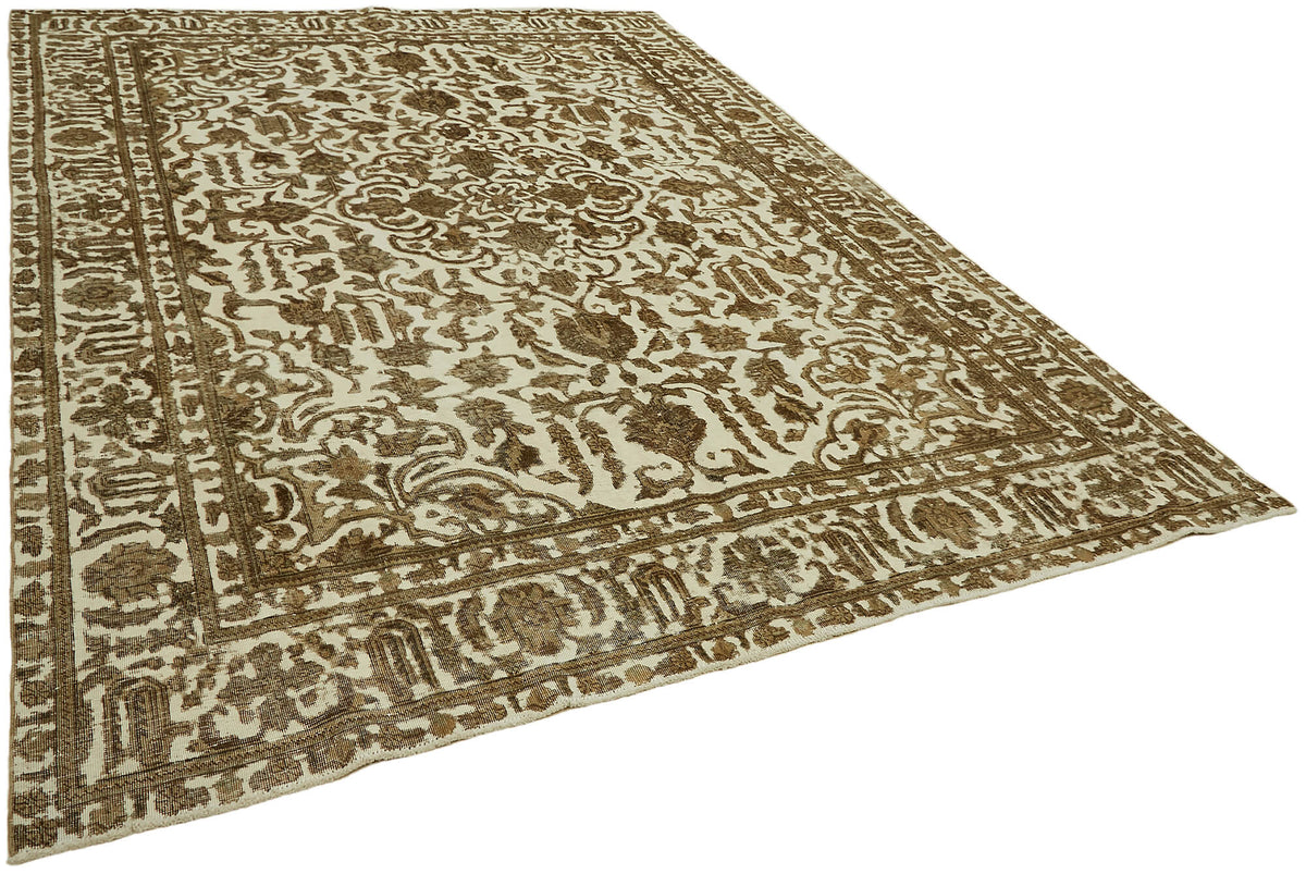 Rusvo Krem ve Kahverengi Madalyon Desenli Düz Dokuma Halı 250x330 cm – genel görünüm