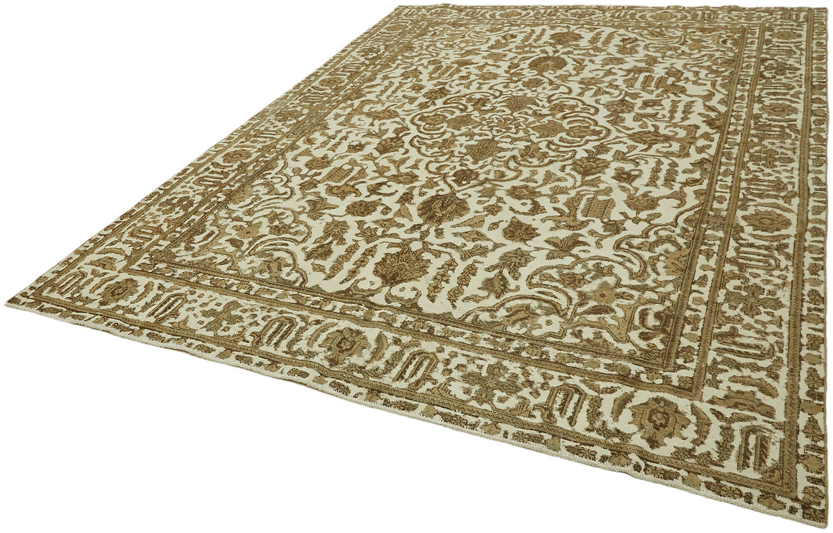 Rusvo Krem ve Kahverengi Madalyon Desenli Düz Dokuma Halı 250x330 cm – doku yakın çekim