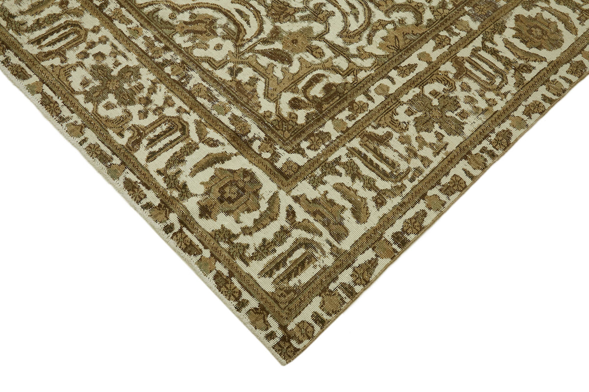 Rusvo Krem ve Kahverengi Madalyon Desenli Düz Dokuma Halı 250x330 cm – detay görünümü