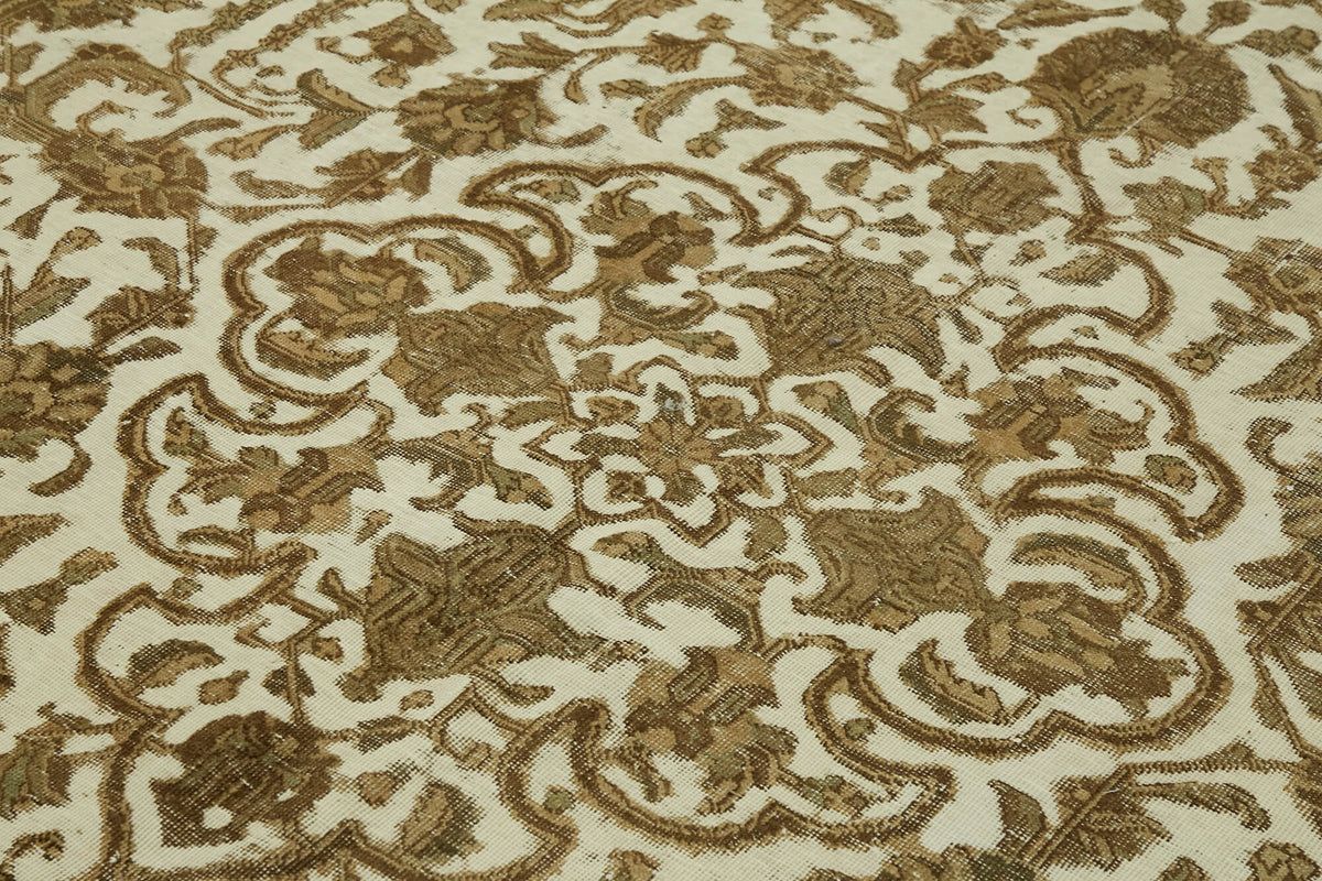 Rusvo Krem ve Kahverengi Madalyon Desenli Düz Dokuma Halı 250x330 cm – mekânda kullanım