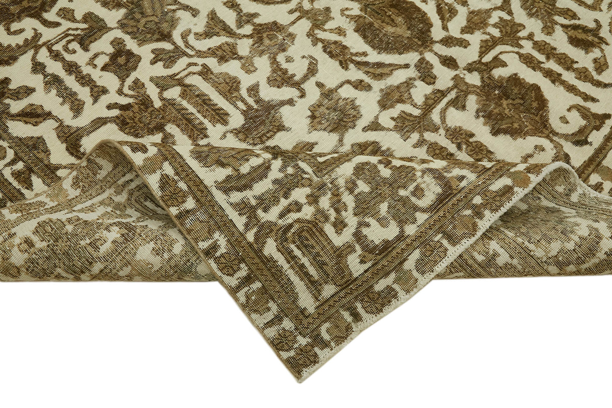 Rusvo Krem ve Kahverengi Madalyon Desenli Düz Dokuma Halı 250x330 cm – kenar detayı