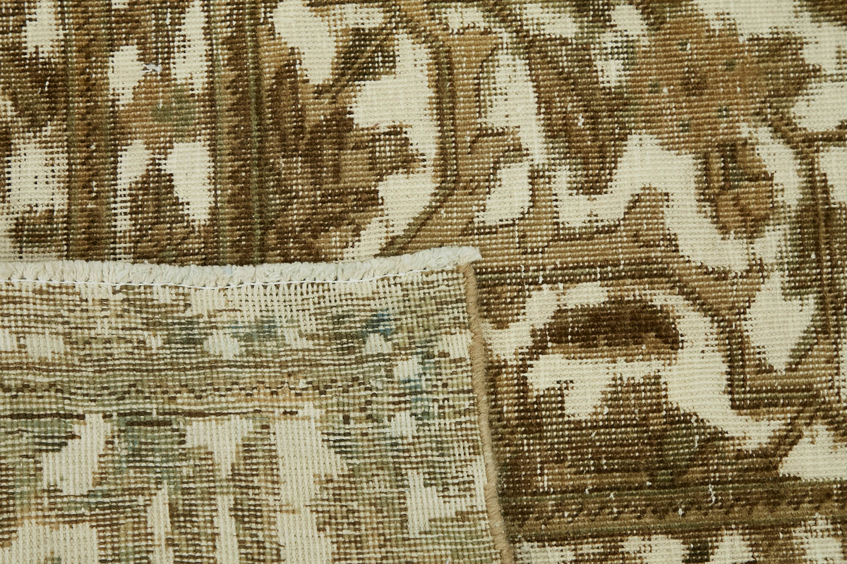 Rusvo Krem ve Kahverengi Madalyon Desenli Düz Dokuma Halı 250x330 cm – arka yüz görünümü
