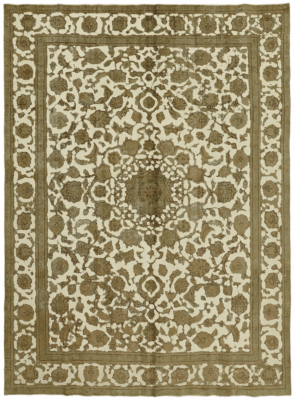 Rusvo Kahverengi Halı 6 m² Vintage Madalyon Desenli 275x367 cm