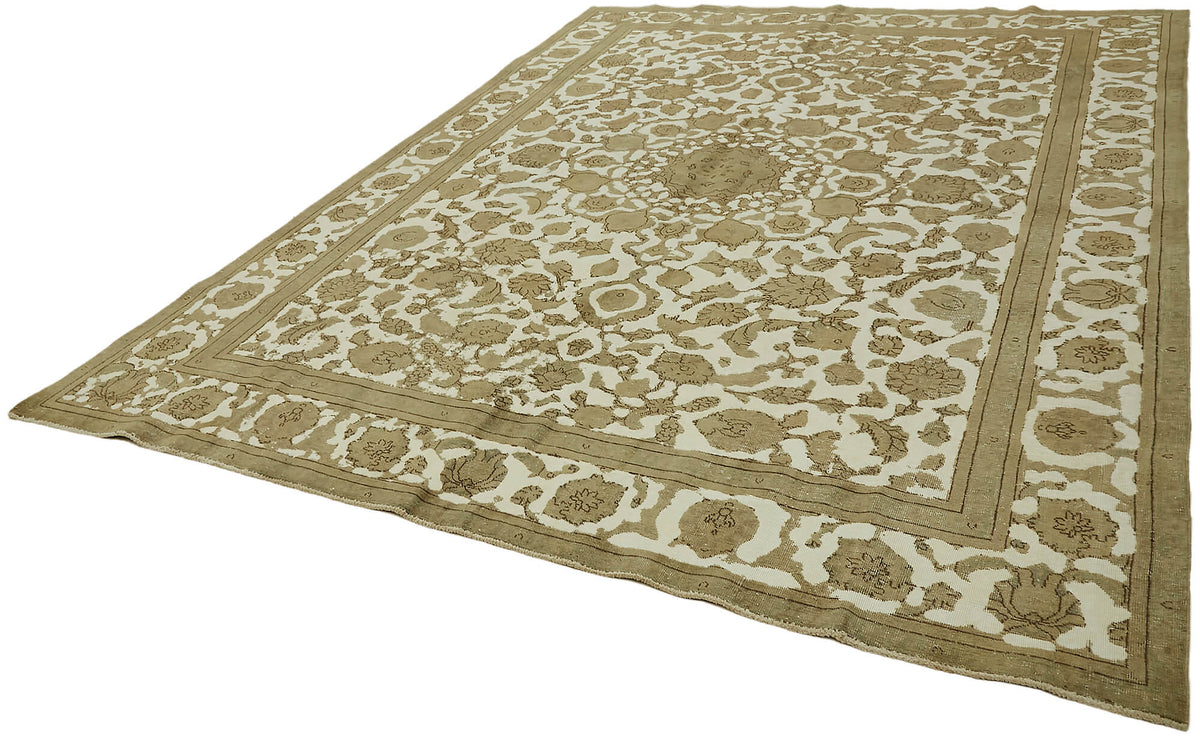 Rusvo Kahverengi Halı 6 m² Vintage Madalyon Desenli 275x367 cm – doku yakın çekim