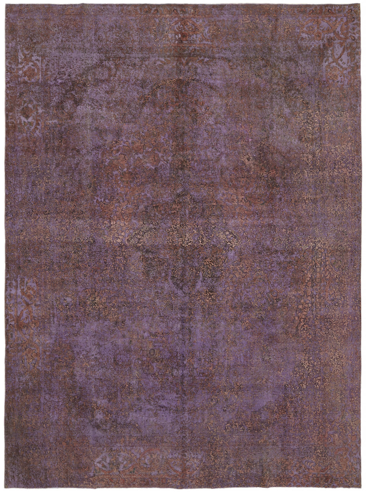 Zelko Overdyed Mor Halı, Toprak Tonlu Madalyon Desenli 295x387 cm 44329